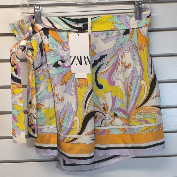 Zara Boho Abstract Printed Wrap Skort Size Small NWT - Picture 5 of 8
